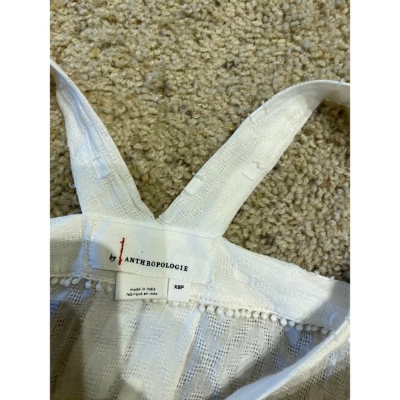 By Anthropologie Women's White Semi Sheer Tunic Tank Size XSP Slit Top - Picture 5 of 9